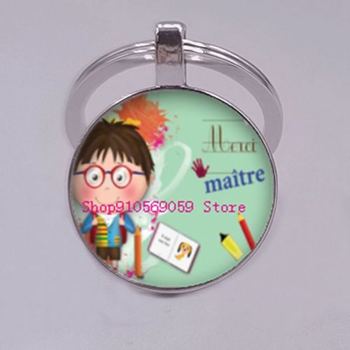 Porte-Clés De Remerciement Avec Texte De L'enseignant, Pendentif En Clip De Verre, Breloque, Sac, Voiture, Cadeau De Ixdes Enseignants