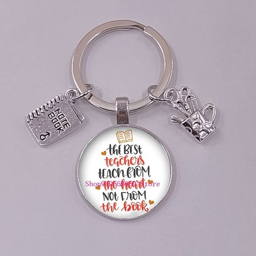 Porte-Clés De Remerciement Avec Texte De L'enseignant, Pendentif En Clip De Verre, Breloque, Sac, Voiture, Cadeau De Ixdes Enseignants