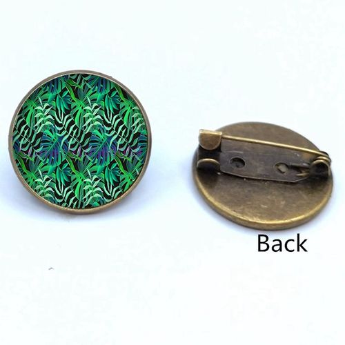 Broche En Verre, Plante Verte Tropicale, Feuilles Mignonnes, Photo Cabochon, Cadeaux Pour Femmes