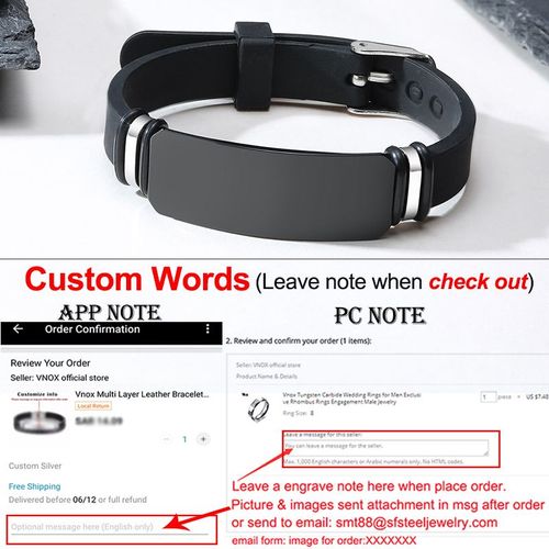 Vnox-Bracelet En Acier Inoxydable Noir Personnalisé Pour Homme, Bracelets Larges Pour Homme, Bracelet Gouvernail En Silicone Souple, Cadeau Pour Papa Et Mari
