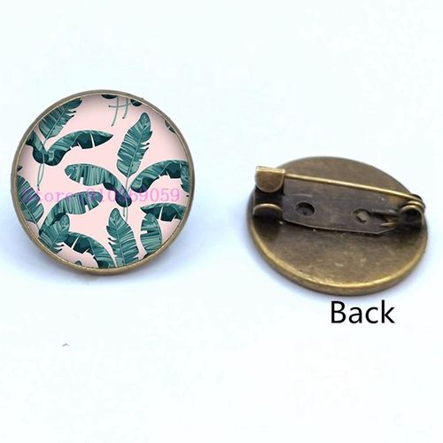 Broche En Verre, Plante Verte Tropicale, Feuilles Mignonnes, Photo Cabochon, Cadeaux Pour Femmes