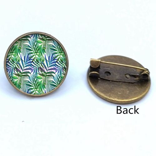 Broche En Verre, Plante Verte Tropicale, Feuilles Mignonnes, Photo Cabochon, Cadeaux Pour Femmes