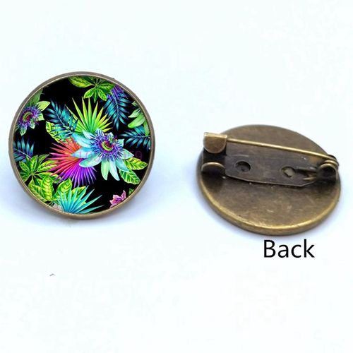 Broche En Verre, Plante Verte Tropicale, Feuilles Mignonnes, Photo Cabochon, Cadeaux Pour Femmes