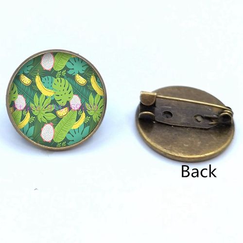 Broche En Verre, Plante Verte Tropicale, Feuilles Mignonnes, Photo Cabochon, Cadeaux Pour Femmes