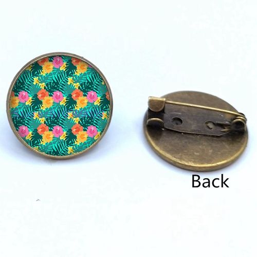 Broche En Verre, Plante Verte Tropicale, Feuilles Mignonnes, Photo Cabochon, Cadeaux Pour Femmes