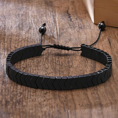 Vnox-Bracelets De Perles En Pierre D'hématite Pour Hommes Et Femmes, Bracelet Réglable Fait À La Main, Bijoux Punk Décontractés D'équilibre Énergétique