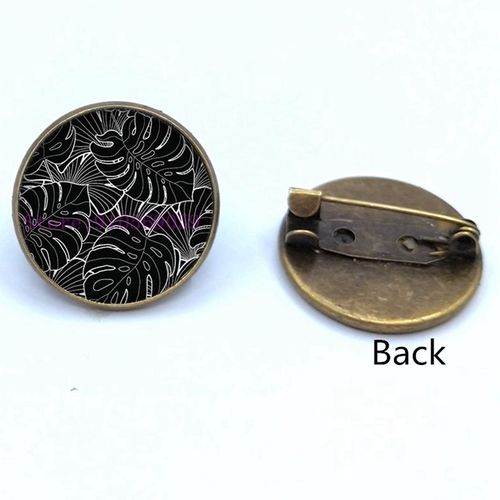 Broche En Verre, Plante Verte Tropicale, Feuilles Mignonnes, Photo Cabochon, Cadeaux Pour Femmes