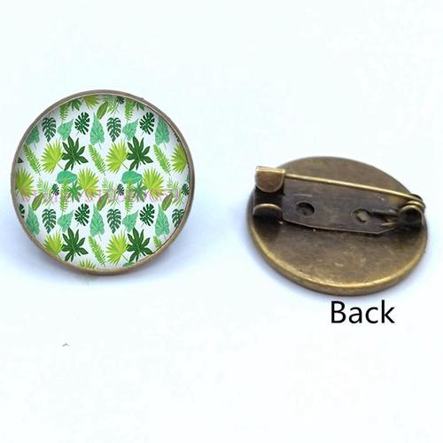 Broche En Verre, Plante Verte Tropicale, Feuilles Mignonnes, Photo Cabochon, Cadeaux Pour Femmes