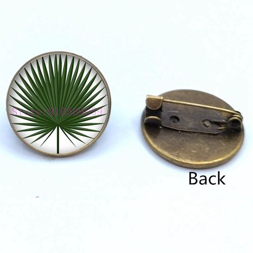 Broche En Verre, Plante Verte Tropicale, Feuilles Mignonnes, Photo Cabochon, Cadeaux Pour Femmes