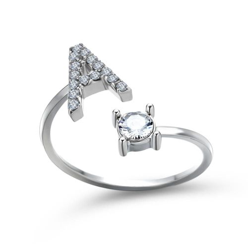 1 Pièce Mosaïque De Strass Brillant 26 Lettres Initiales Bague Nouvelle Mode Ouverture Manchette Anneau Pour Femmes Charme Bijoux Cadeau