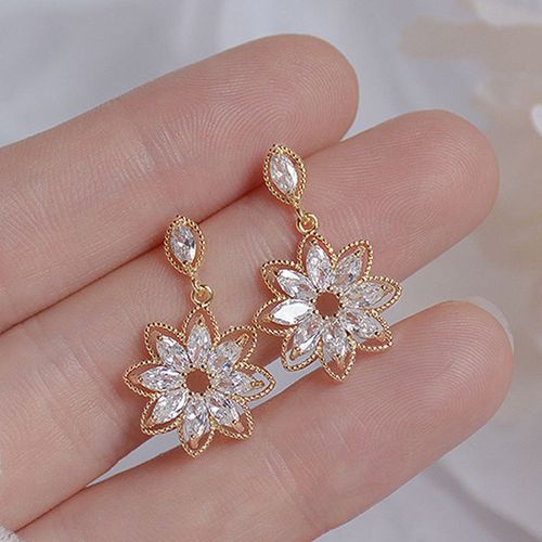 Boucles D'oreilles En Forme De Pétale De Rose Rouge Pour Femmes, Bijoux De Couleur Or Rose Violet, Longues Pampilles, Bijoux De Fête De Mariage