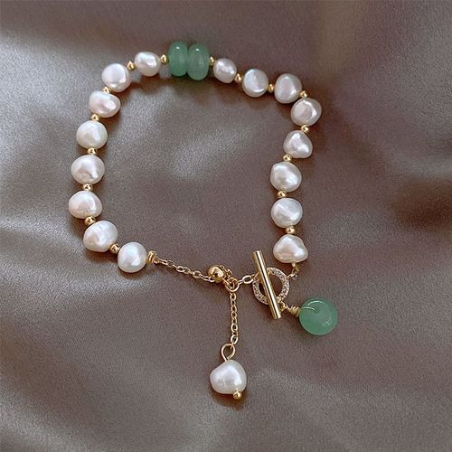 Bracelet Multicouche En Imitation De Perle Irrégulière, Chaîne Épaisse, Étoile, Fleur, Pendentif Pour Femmes, Bracelet De Charme Simple En Cristal Perlé