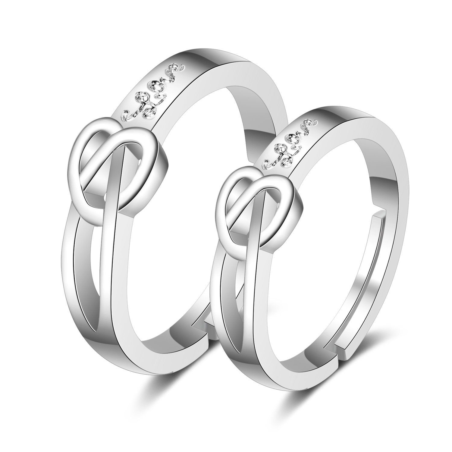 Bagues De Couple En Zircon Incrusté De Couleur Argent Pour Femmes Et Hommes, Anneau Ajustable Pour Amoureux, Bijoux De Fiançailles, De Mariage, De Promesse Romantique