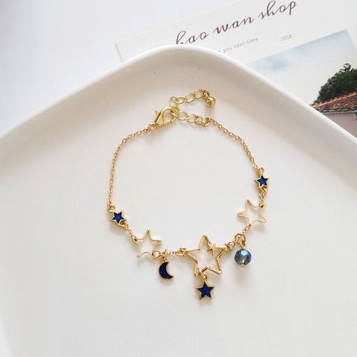 Bracelet Coréen Élégant En Forme D'étoile Et De Lune Pour Femmes Et Filles, Mode Boule Rose, Imitation Perle, Nouveau Créateur De Bijoux, Cadeaux De Fête