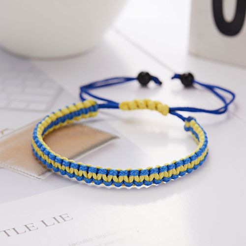 Bracelet Tournesol Tressé Fait Main Pour Femme, Bijoux Créatifs, Bleu, Jaune, Ukraine, Sensation De Document, Détruire, Andrflower, Cadeau Couple