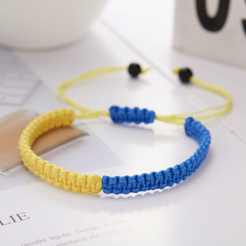 Bracelet Tournesol Tressé Fait Main Pour Femme, Bijoux Créatifs, Bleu, Jaune, Ukraine, Sensation De Document, Détruire, Andrflower, Cadeau Couple