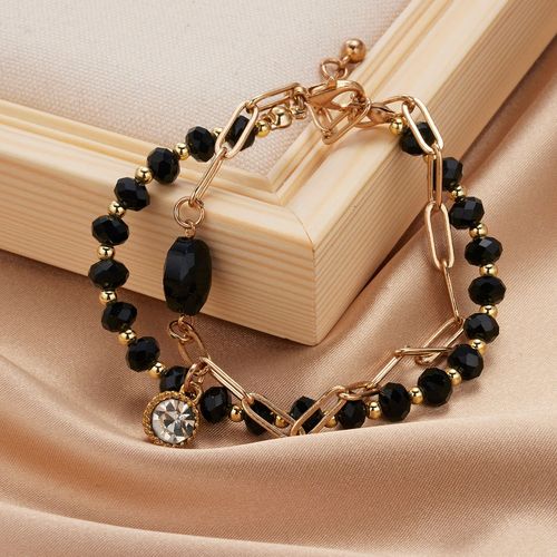 Bracelet Multicouche En Imitation De Perle Irrégulière, Chaîne Épaisse, Étoile, Fleur, Pendentif Pour Femmes, Bracelet De Charme Simple En Cristal Perlé