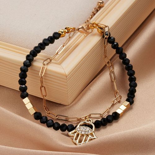 Bracelet Multicouche En Imitation De Perle Irrégulière, Chaîne Épaisse, Étoile, Fleur, Pendentif Pour Femmes, Bracelet De Charme Simple En Cristal Perlé