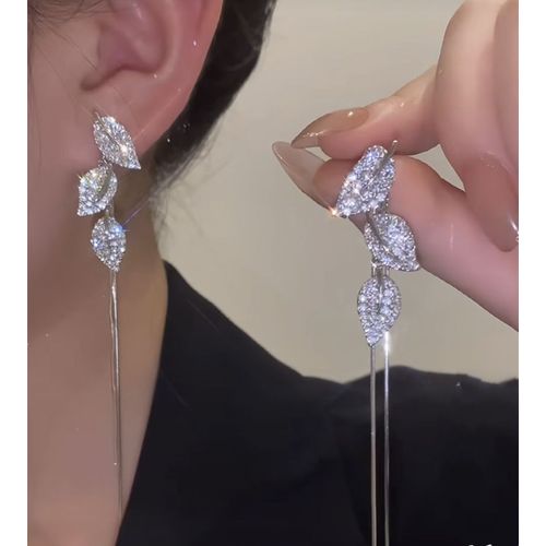 Boucles D'oreilles Longues En Zircon Étincelant, Imitation De Perle De Luxe Torsadé, Longues Pampilles Pour Femmes, Bijoux De Fête De Mariage, Cadeaux