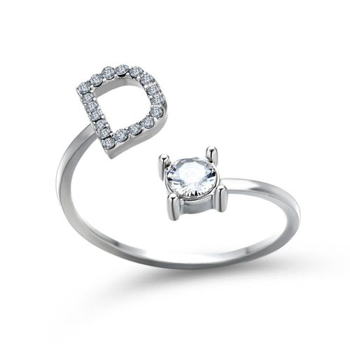 1 Pièce Mosaïque De Strass Brillant 26 Lettres Initiales Bague Nouvelle Mode Ouverture Manchette Anneau Pour Femmes Charme Bijoux Cadeau