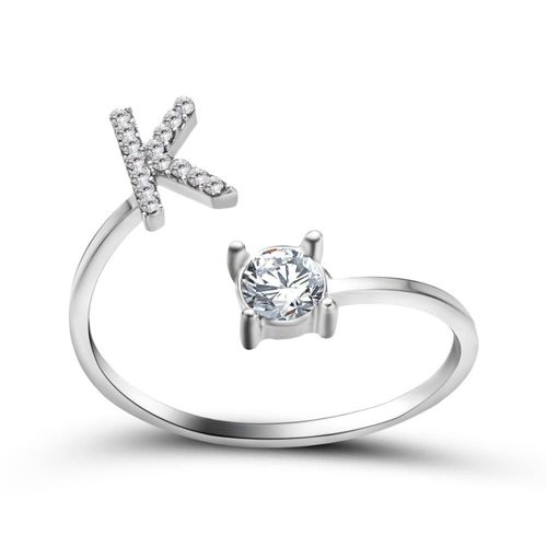 1 Pièce Mosaïque De Strass Brillant 26 Lettres Initiales Bague Nouvelle Mode Ouverture Manchette Anneau Pour Femmes Charme Bijoux Cadeau