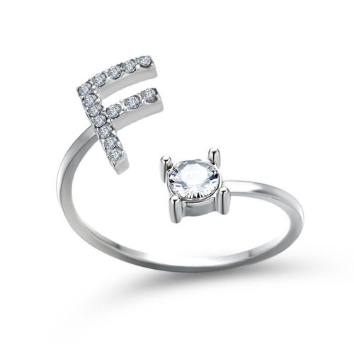 1 Pièce Mosaïque De Strass Brillant 26 Lettres Initiales Bague Nouvelle Mode Ouverture Manchette Anneau Pour Femmes Charme Bijoux Cadeau