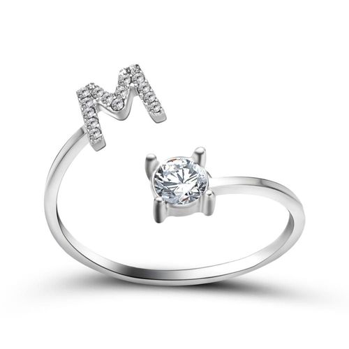 1 Pièce Mosaïque De Strass Brillant 26 Lettres Initiales Bague Nouvelle Mode Ouverture Manchette Anneau Pour Femmes Charme Bijoux Cadeau