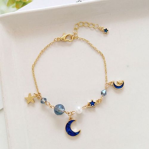 Bracelet Coréen Élégant En Forme D'étoile Et De Lune Pour Femmes Et Filles, Mode Boule Rose, Imitation Perle, Nouveau Créateur De Bijoux, Cadeaux De Fête