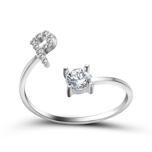 1 Pièce Mosaïque De Strass Brillant 26 Lettres Initiales Bague Nouvelle Mode Ouverture Manchette Anneau Pour Femmes Charme Bijoux Cadeau
