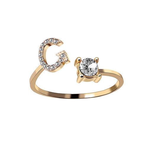 1 Pièce Mosaïque De Strass Brillant 26 Lettres Initiales Bague Nouvelle Mode Ouverture Manchette Anneau Pour Femmes Charme Bijoux Cadeau