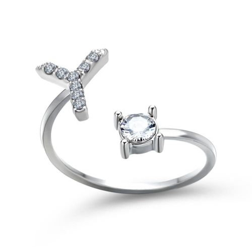 1 Pièce Mosaïque De Strass Brillant 26 Lettres Initiales Bague Nouvelle Mode Ouverture Manchette Anneau Pour Femmes Charme Bijoux Cadeau