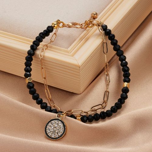 Bracelet Multicouche En Imitation De Perle Irrégulière, Chaîne Épaisse, Étoile, Fleur, Pendentif Pour Femmes, Bracelet De Charme Simple En Cristal Perlé