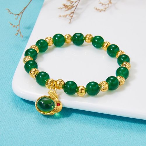 Bracelet De Perles En Résine Pour Femmes, Lapin, Ajustable, Élastique, Mignon, Bijoux Du Zodiaque Chinois, Cadeaux D'anniversaire, Nouvelle Collection