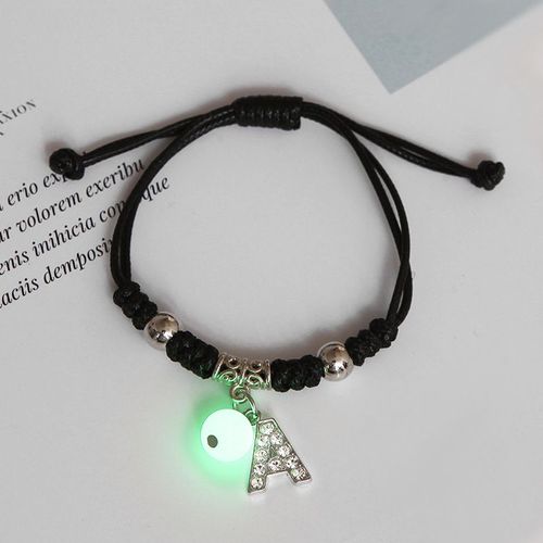 Bracelet En Strass Brillant Dans Le Noir 26 Lettres Initiales Pour Femmes, Breloque Alphabet Réglable, Bracelet, Bijoux, Cadeaux D'anniversaire