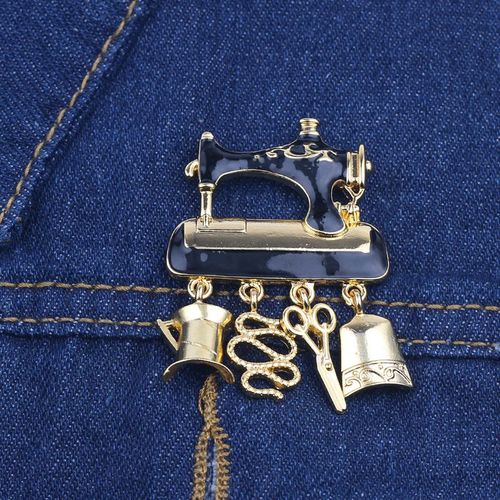 Broche De Machine À Coudre Pour Femmes, Vintage, Noir, Créative, En Émail, Pour Veste En Denim, Badge, Cadeau, Bijoux