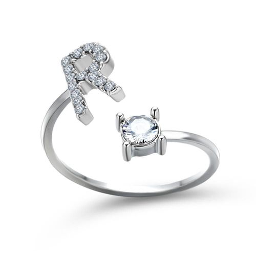 1 Pièce Mosaïque De Strass Brillant 26 Lettres Initiales Bague Nouvelle Mode Ouverture Manchette Anneau Pour Femmes Charme Bijoux Cadeau