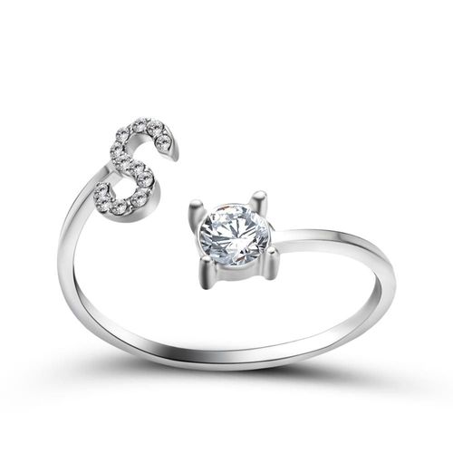 1 Pièce Mosaïque De Strass Brillant 26 Lettres Initiales Bague Nouvelle Mode Ouverture Manchette Anneau Pour Femmes Charme Bijoux Cadeau