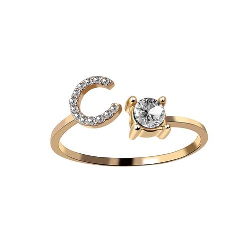 1 Pièce Mosaïque De Strass Brillant 26 Lettres Initiales Bague Nouvelle Mode Ouverture Manchette Anneau Pour Femmes Charme Bijoux Cadeau