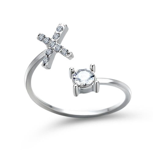1 Pièce Mosaïque De Strass Brillant 26 Lettres Initiales Bague Nouvelle Mode Ouverture Manchette Anneau Pour Femmes Charme Bijoux Cadeau