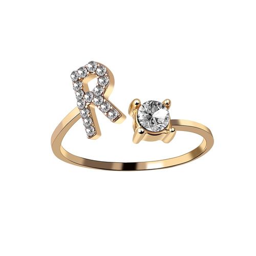 1 Pièce Mosaïque De Strass Brillant 26 Lettres Initiales Bague Nouvelle Mode Ouverture Manchette Anneau Pour Femmes Charme Bijoux Cadeau