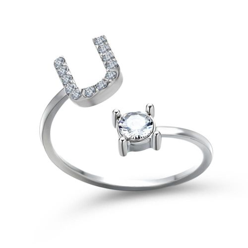 1 Pièce Mosaïque De Strass Brillant 26 Lettres Initiales Bague Nouvelle Mode Ouverture Manchette Anneau Pour Femmes Charme Bijoux Cadeau