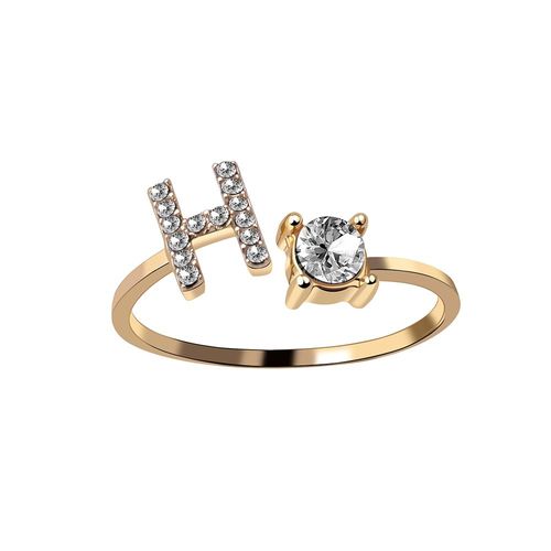 1 Pièce Mosaïque De Strass Brillant 26 Lettres Initiales Bague Nouvelle Mode Ouverture Manchette Anneau Pour Femmes Charme Bijoux Cadeau