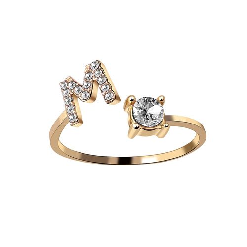 1 Pièce Mosaïque De Strass Brillant 26 Lettres Initiales Bague Nouvelle Mode Ouverture Manchette Anneau Pour Femmes Charme Bijoux Cadeau