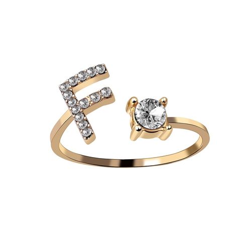 1 Pièce Mosaïque De Strass Brillant 26 Lettres Initiales Bague Nouvelle Mode Ouverture Manchette Anneau Pour Femmes Charme Bijoux Cadeau