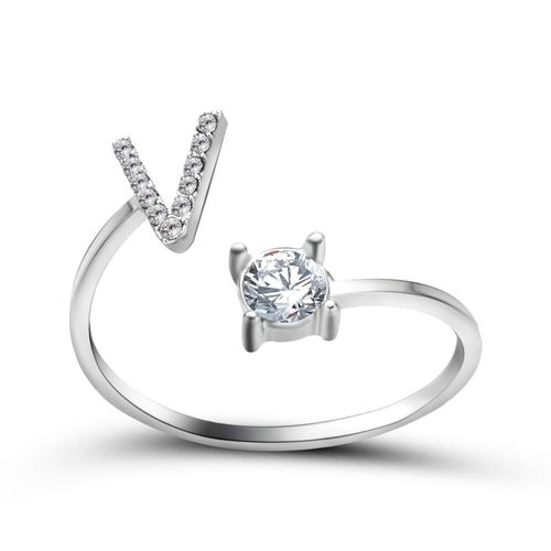 1 Pièce Mosaïque De Strass Brillant 26 Lettres Initiales Bague Nouvelle Mode Ouverture Manchette Anneau Pour Femmes Charme Bijoux Cadeau