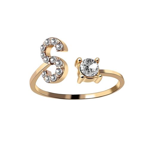 1 Pièce Mosaïque De Strass Brillant 26 Lettres Initiales Bague Nouvelle Mode Ouverture Manchette Anneau Pour Femmes Charme Bijoux Cadeau
