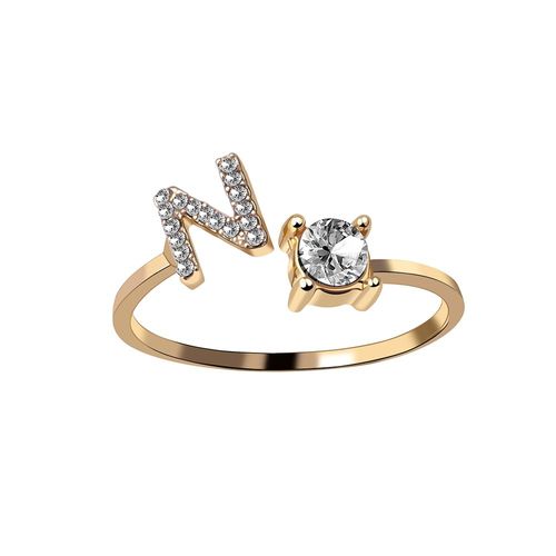 1 Pièce Mosaïque De Strass Brillant 26 Lettres Initiales Bague Nouvelle Mode Ouverture Manchette Anneau Pour Femmes Charme Bijoux Cadeau