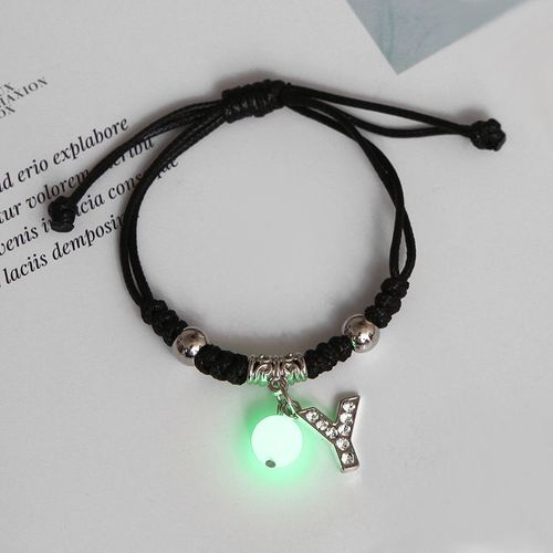 Bracelet En Strass Brillant Dans Le Noir 26 Lettres Initiales Pour Femmes, Breloque Alphabet Réglable, Bracelet, Bijoux, Cadeaux D'anniversaire