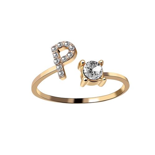 1 Pièce Mosaïque De Strass Brillant 26 Lettres Initiales Bague Nouvelle Mode Ouverture Manchette Anneau Pour Femmes Charme Bijoux Cadeau
