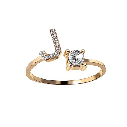 1 Pièce Mosaïque De Strass Brillant 26 Lettres Initiales Bague Nouvelle Mode Ouverture Manchette Anneau Pour Femmes Charme Bijoux Cadeau